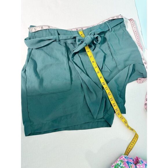 A New‎ Day Women's High-Rise Tie Waist Paperbag Shorts Pockets Green XL - Picture 8 of 13